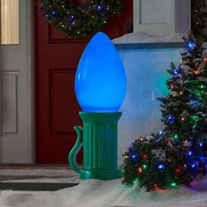 Home Depot 3 ft Battery Operated LED Jumbo BLUE Bulb Holiday Yard Decor w/ timer